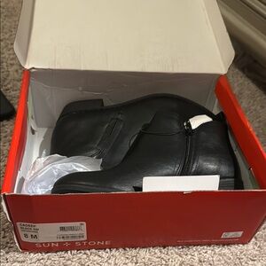 Sun + Stone Sleek Black Leather Boots